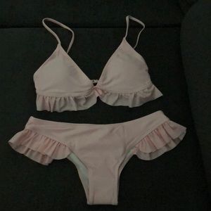 Pink Ruffle ROMWE Swim Suit